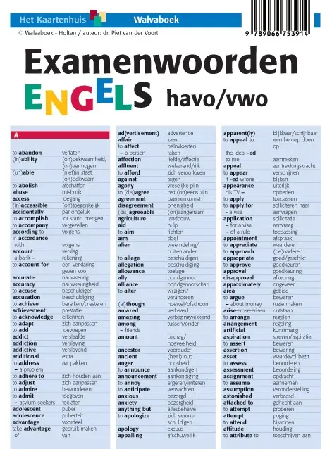 Examenwoorden Engels / havo/vwo