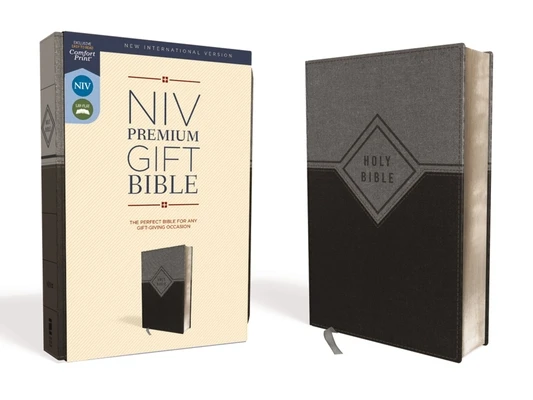 NIV - Prem. Gift Bible, Black/Grey, Lthr