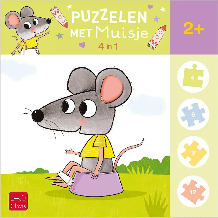 Puzzelen met muisje. 4-in-1-puzzel