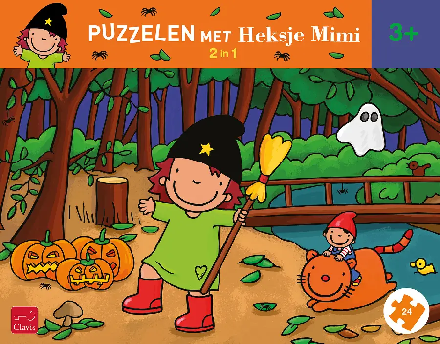 Puzzelen met Heksje Mimi. 2-in-1-puzzel Halloween