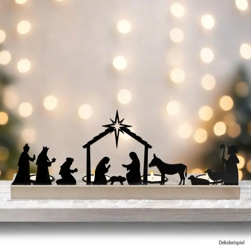 Theelichthouder kribbe zwart 35cm