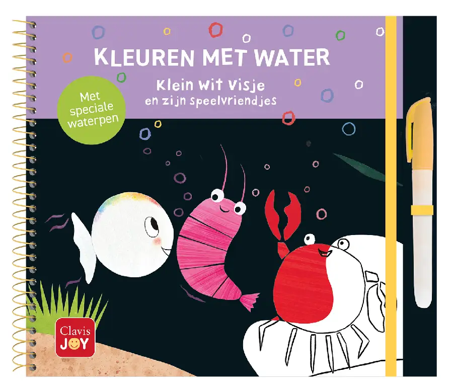 Kleuren met water. Klein wit visje en zi