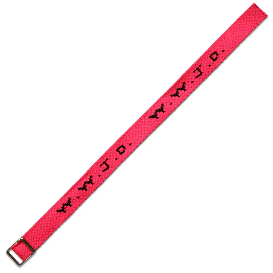 W w j d armbandje geweven neon pink