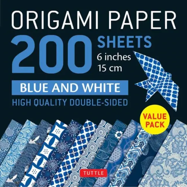 Origami Paper 200 sheets Blue and White Patterns 6' (15 cm)